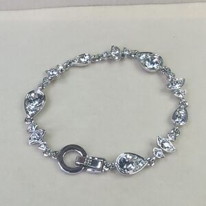 Vintage Givenchy Silver Tone Rhinestone Bracelet Size 6.5"